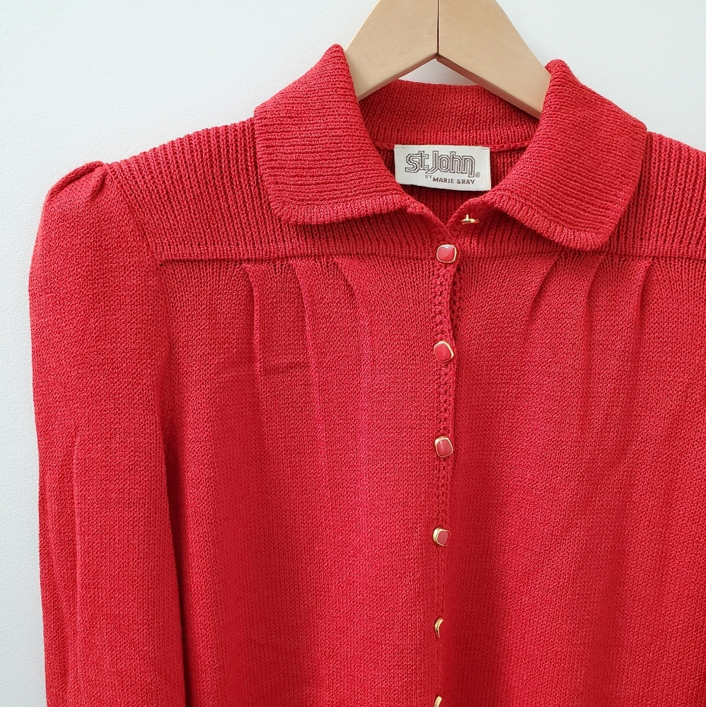 Vintage St. John by Marie Gray red sweater dress